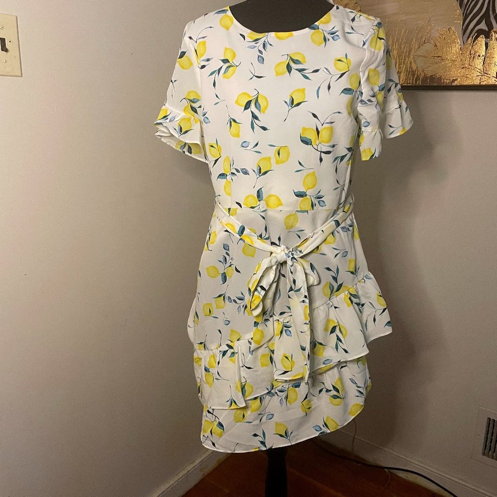 Banana Republic Lemon print Ruffled dress